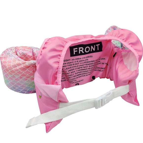 Magical Mermaid Pink Swim Flotation Learn Vest Girls 30-55 Lbs 2-6 Year Old New - Picture 2 of 6